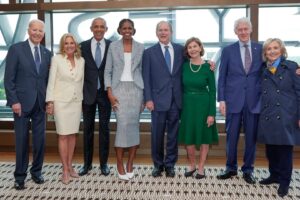 Former Presidents Obama, Clinton, Bush, and Biden at the Obama Presidential Center opening during America’s 250th anniversary year.